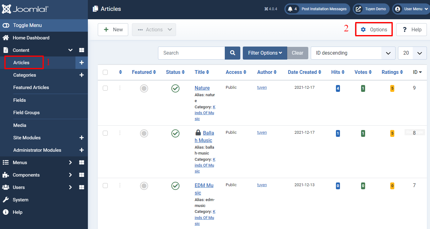 Enable Vote Plugin In Joomla 4-4