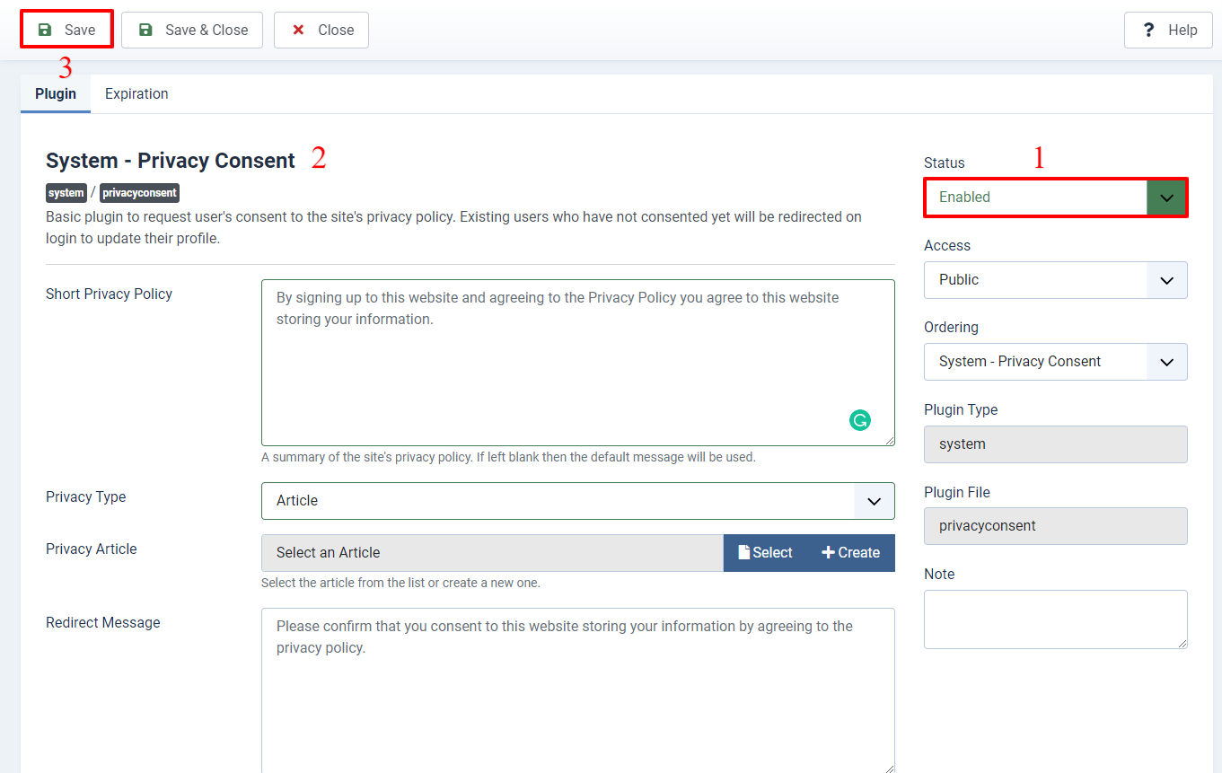 Use Privacy Policy In Joomla-4-3