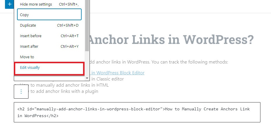 Add Anchor Links In Wordpress