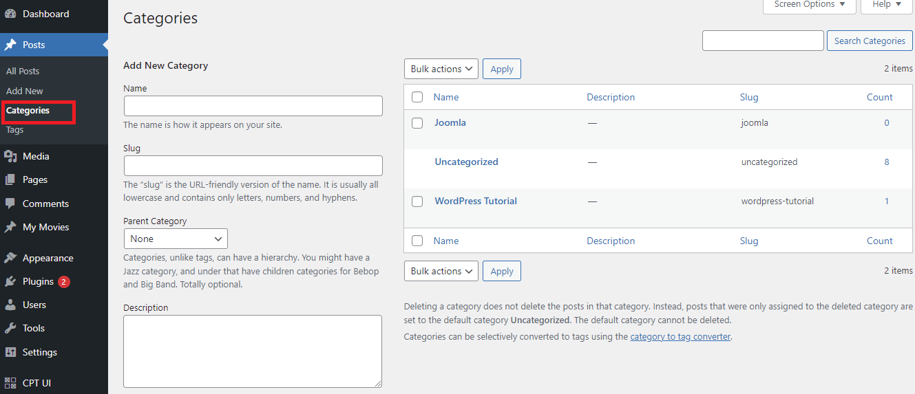 Categories And Subcategories In Wordpress