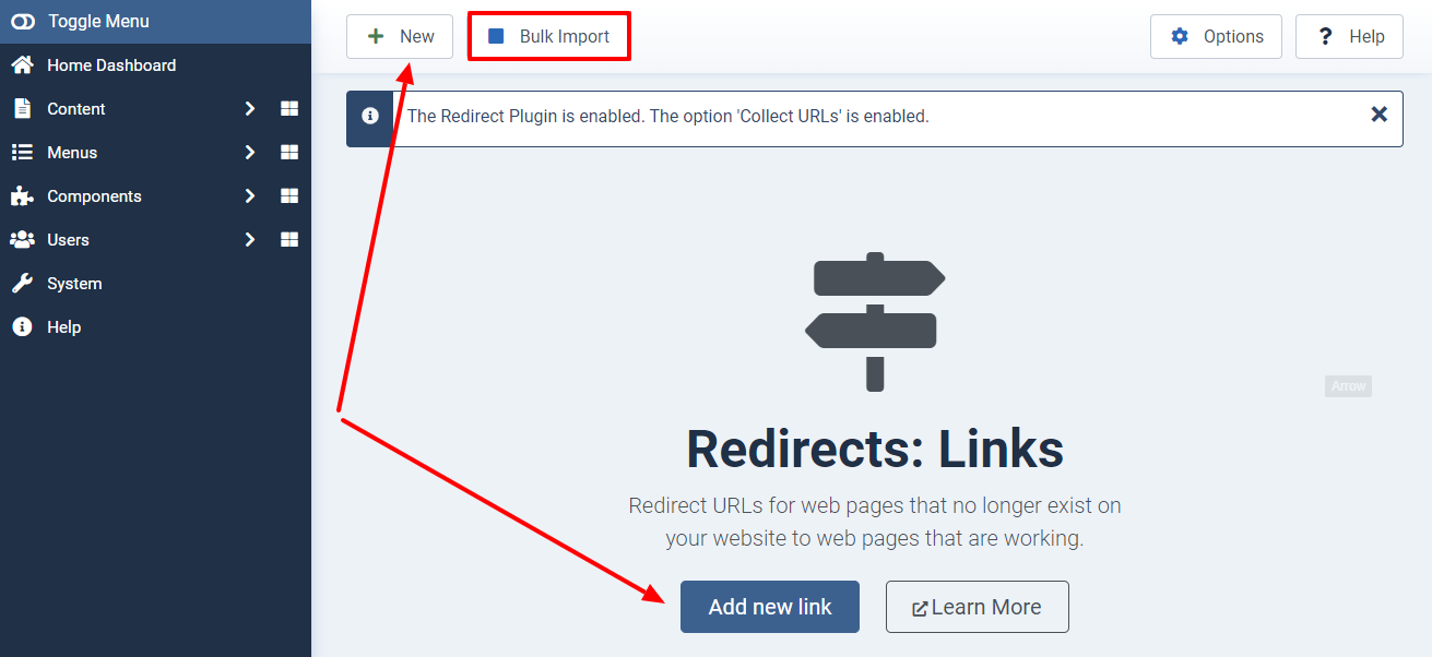 Create Redirects In Joomla 4-7