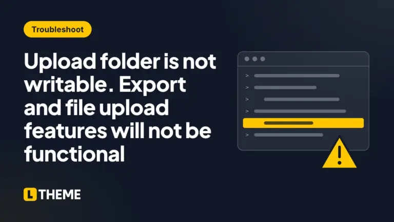 Upload folder is not writable. Export and file upload features will not be functional