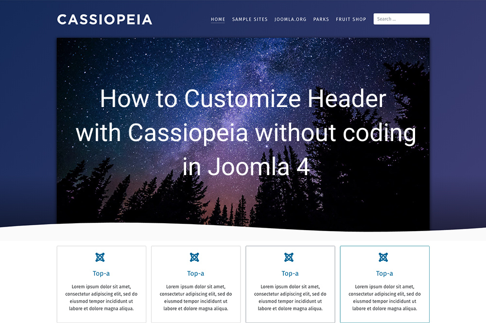 How to Customize Header with Cassiopeia without coding in Joomla 4