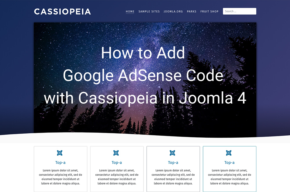 How to Add Google AdSense Code with Cassiopeia in Joomla 4