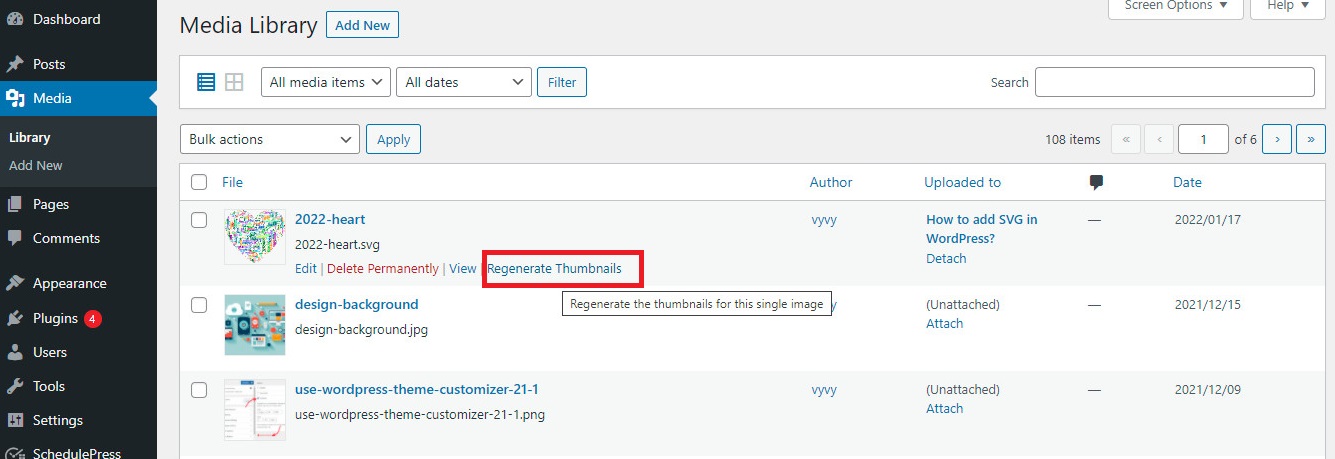 Regenerate Thumbnails In Wordpress 2