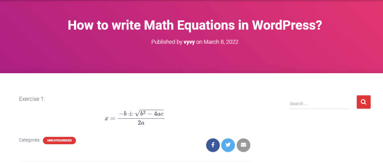 Write Math Equations In Wordpress