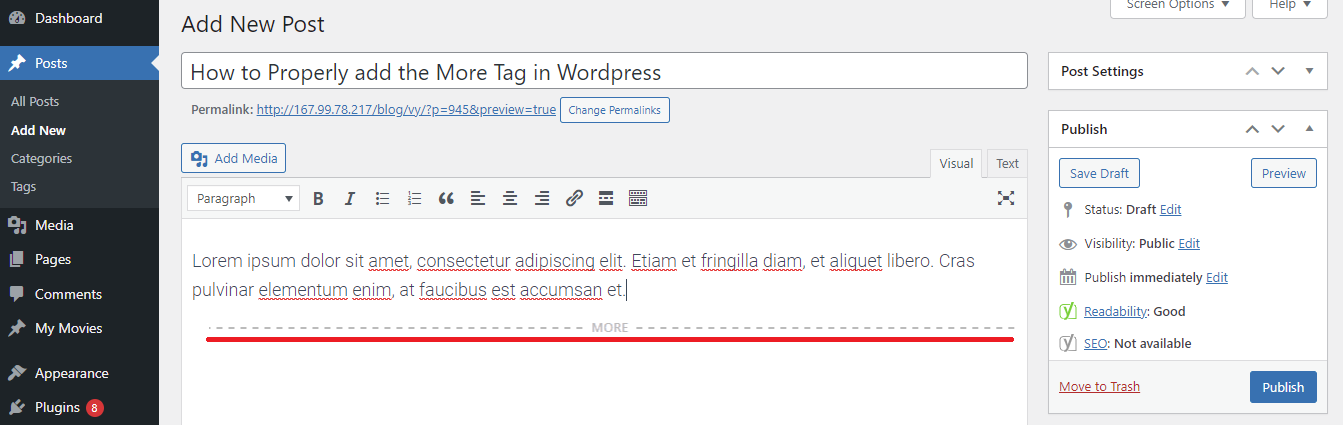 Add The More Tag In Wordpress 1