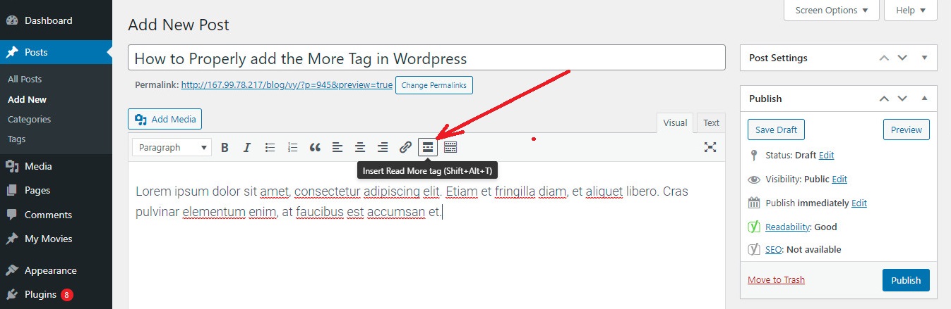 Add The More Tag In Wordpress