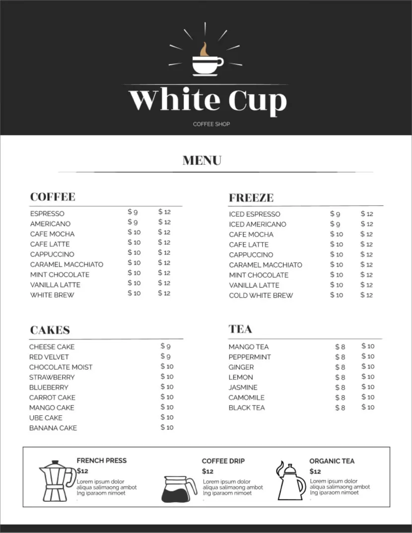 30  Free Restaurant Menu Templates in Google Docs LTHEME (2022)