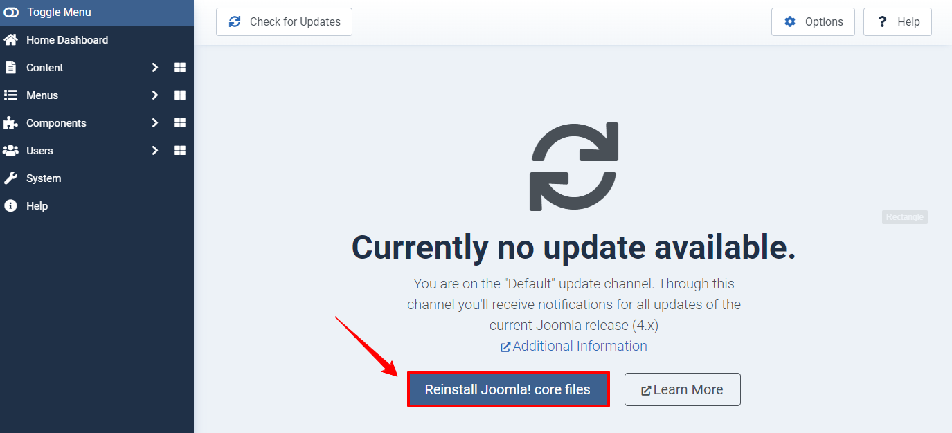 Reinstall Core Files In Joomla 4-2