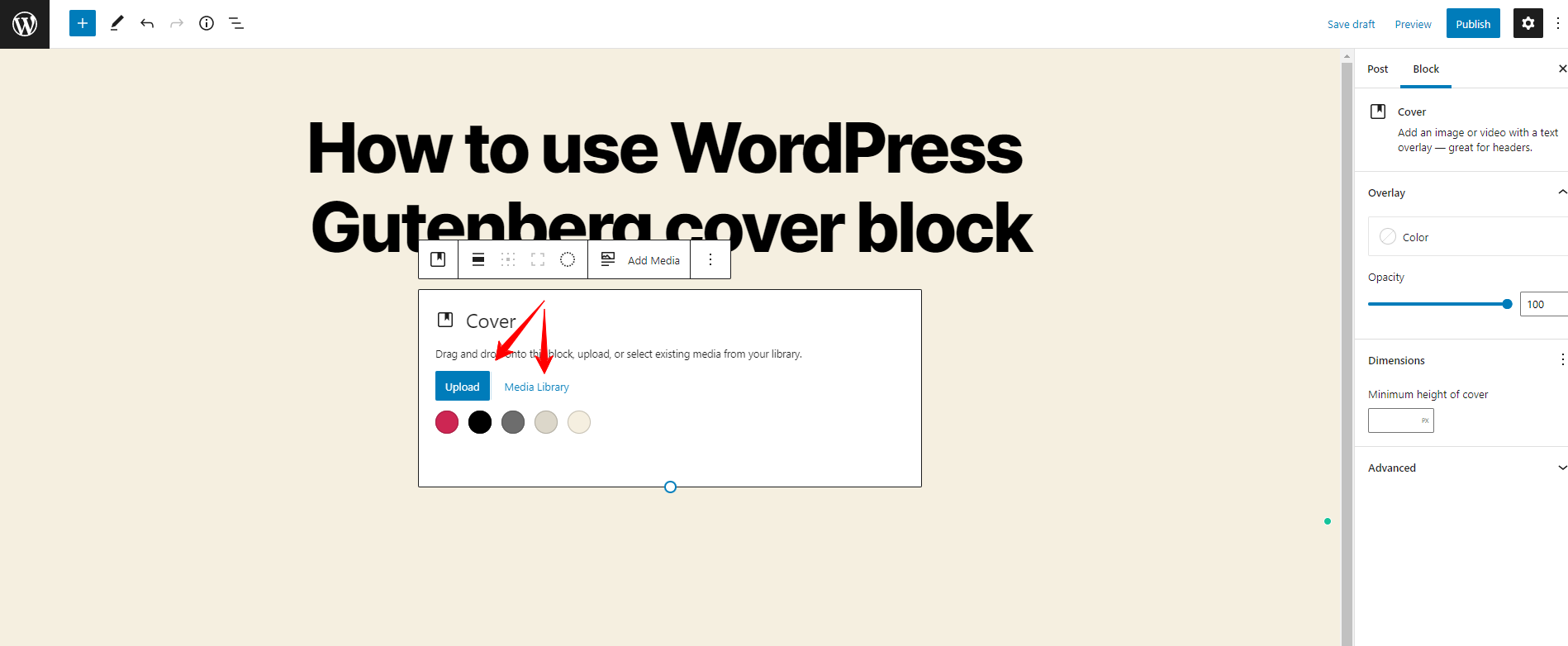 Wordpress Gutenberg Cover Block 1