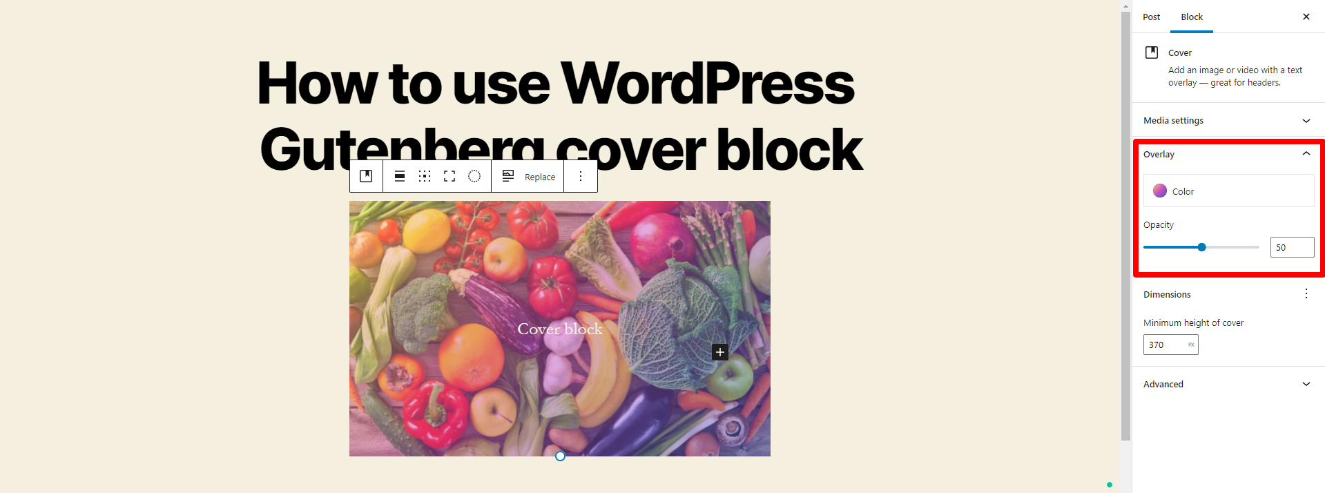 Wordpress Gutenberg Cover Block