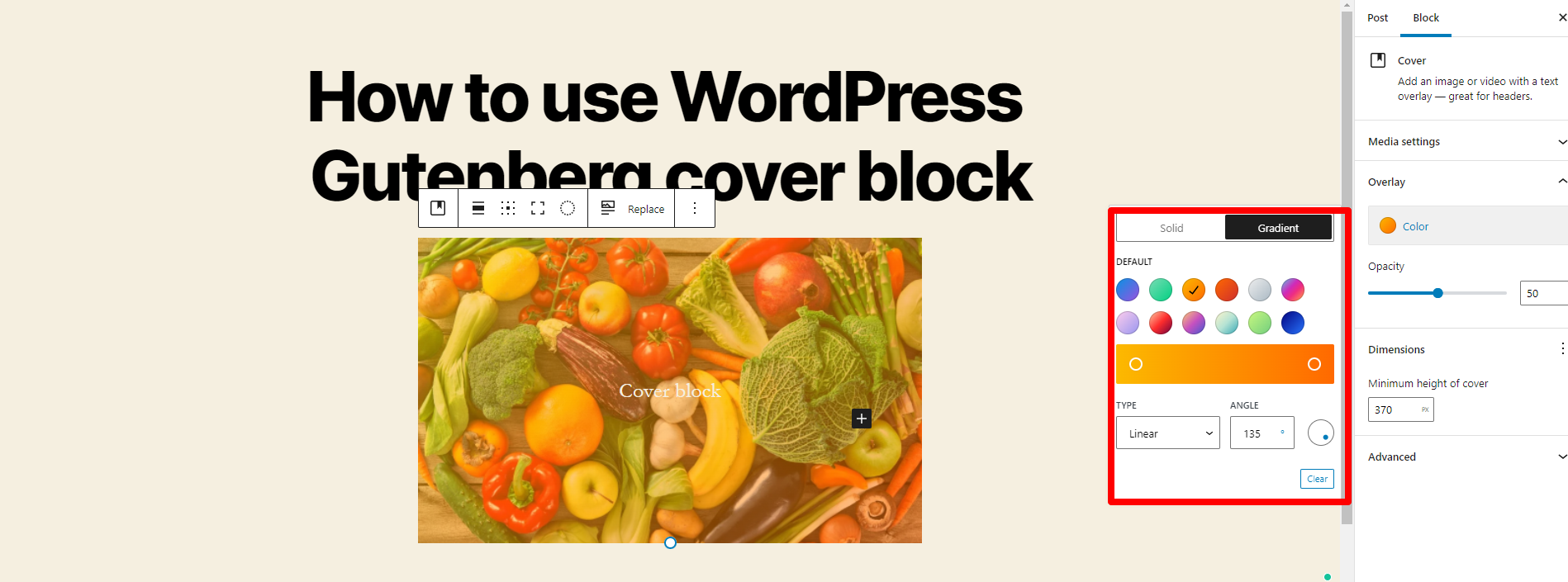 Wordpress Gutenberg Cover Block