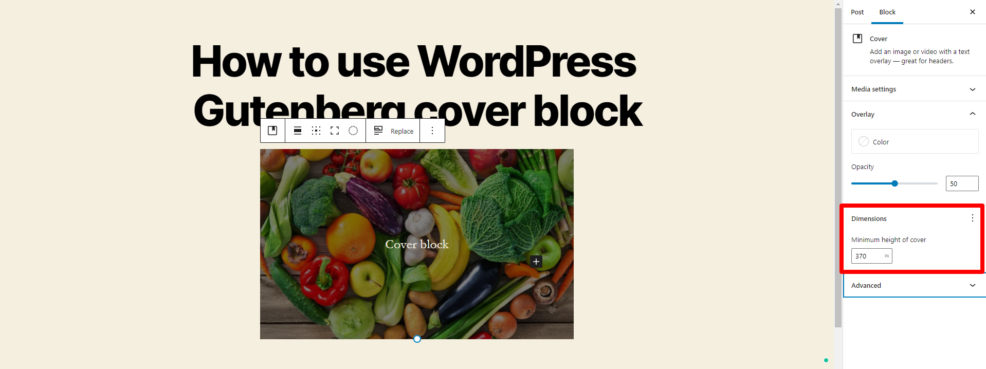 Wordpress Gutenberg Cover Block