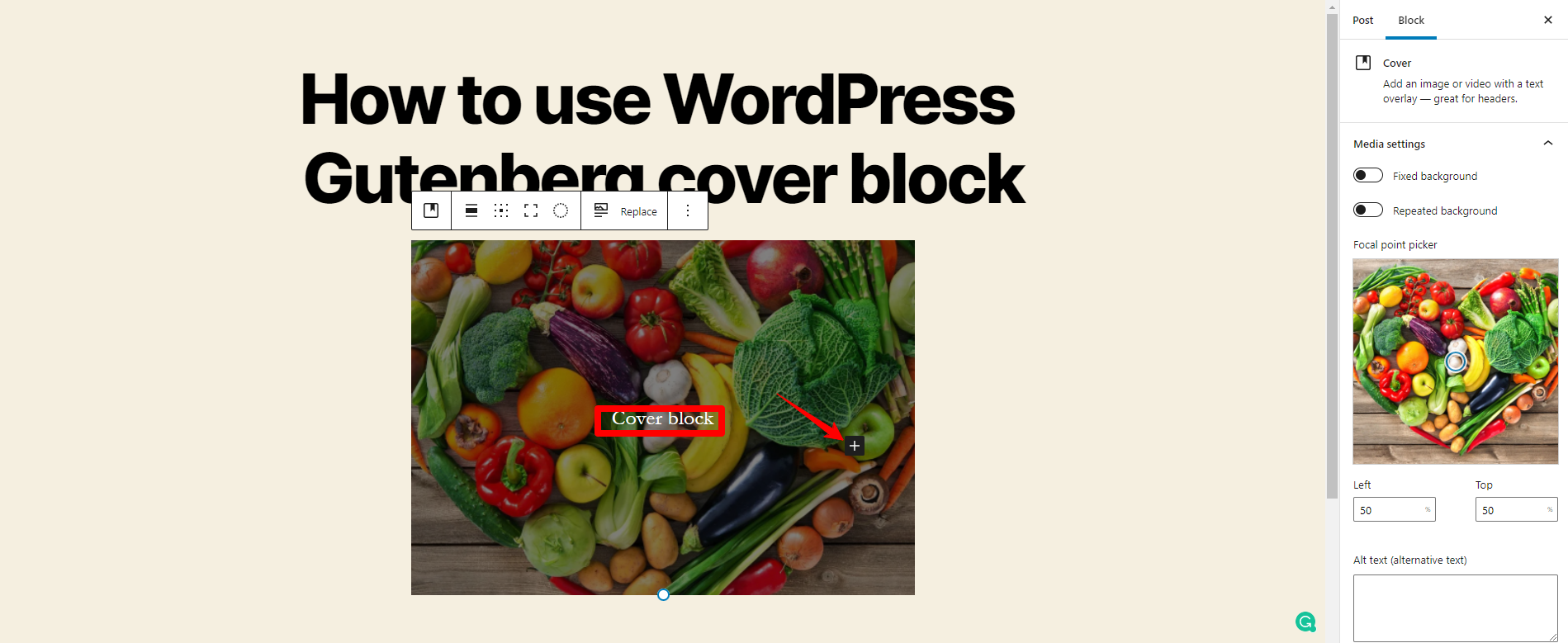 Wordpress Gutenberg Cover Block 2