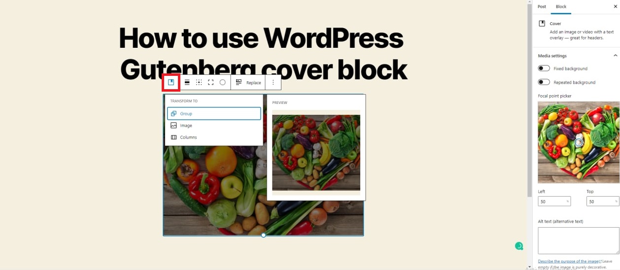 Wordpress Gutenberg Cover Block 4