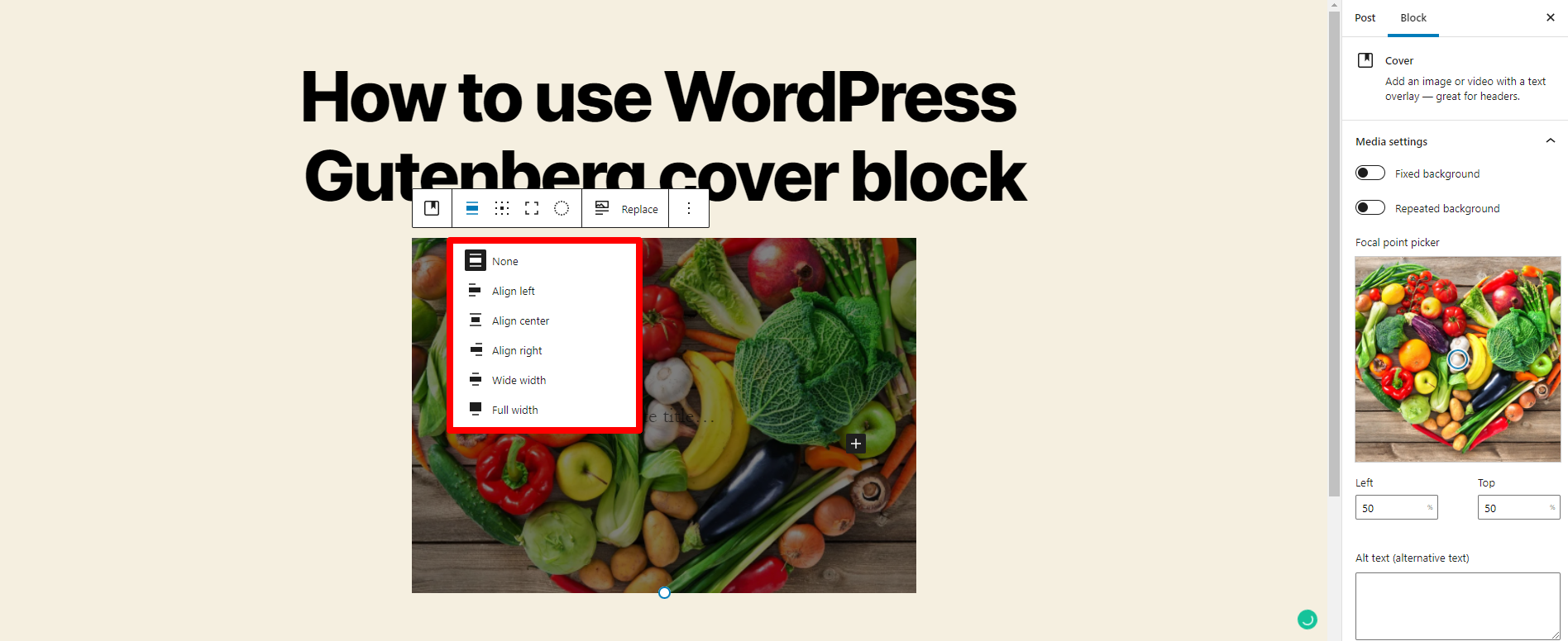 Wordpress Gutenberg Cover Block 4