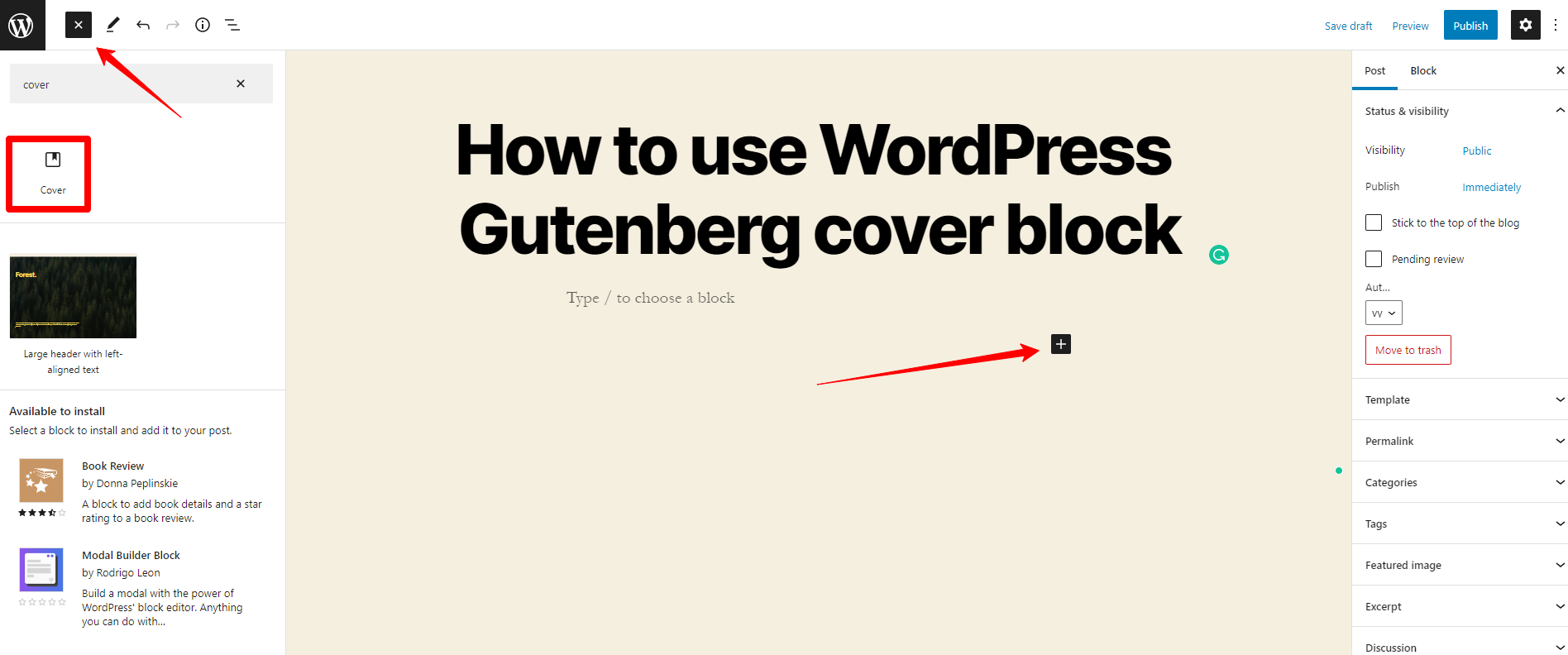 Wordpress Gutenberg Cover Block