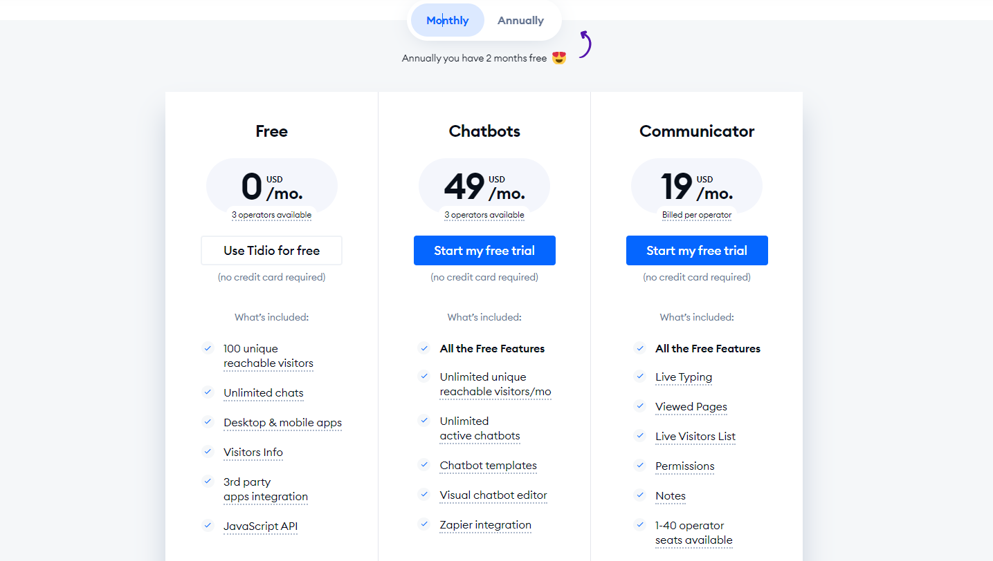 Tidio Pricing Plans