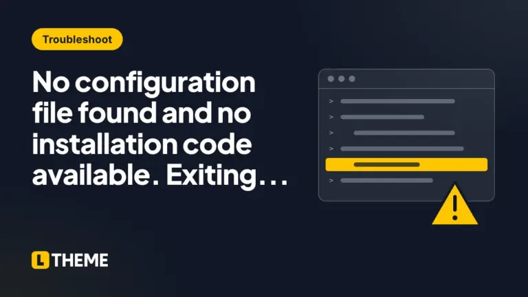 No configuration file found and no installation code available. Exiting…