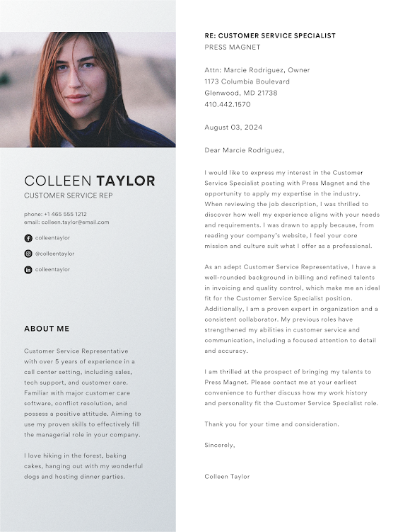 Colleen Taylor Cover Letter Template