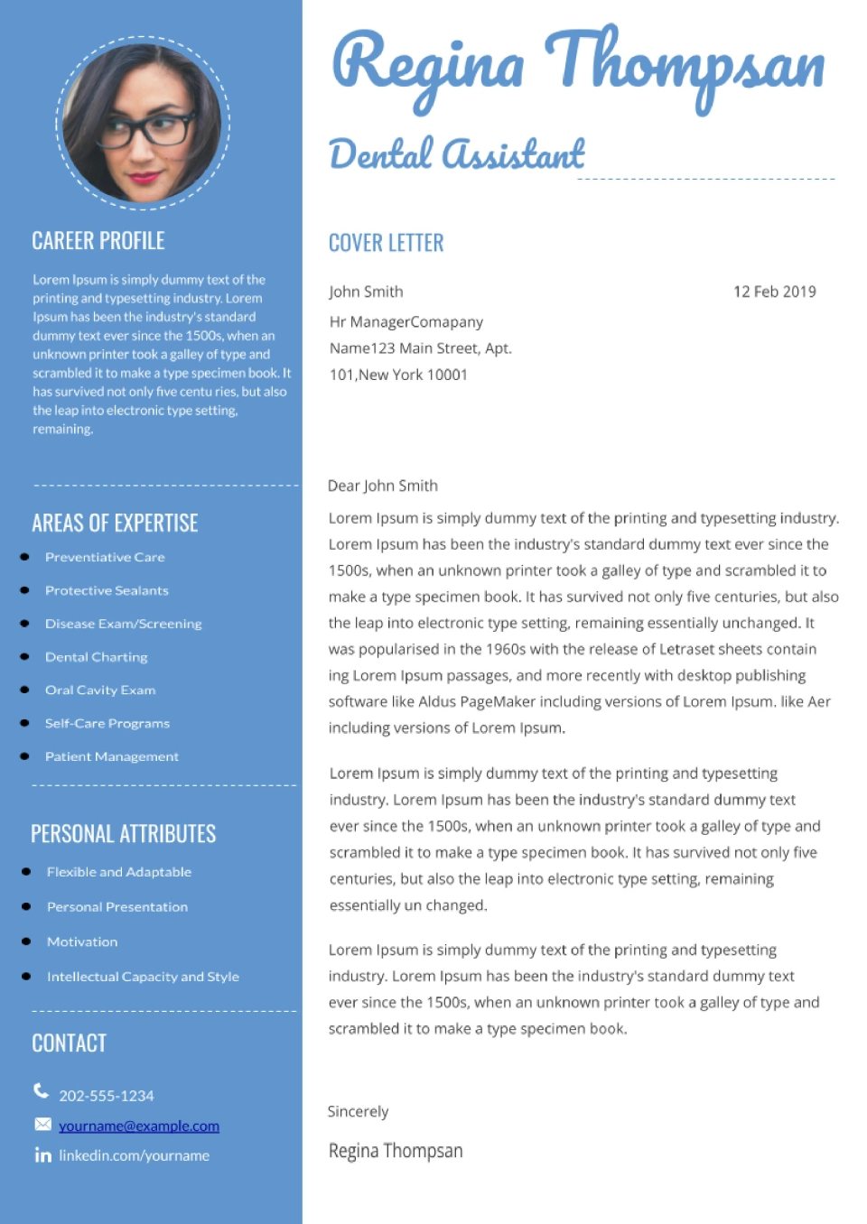 Dental Assistant Cover Letter Template