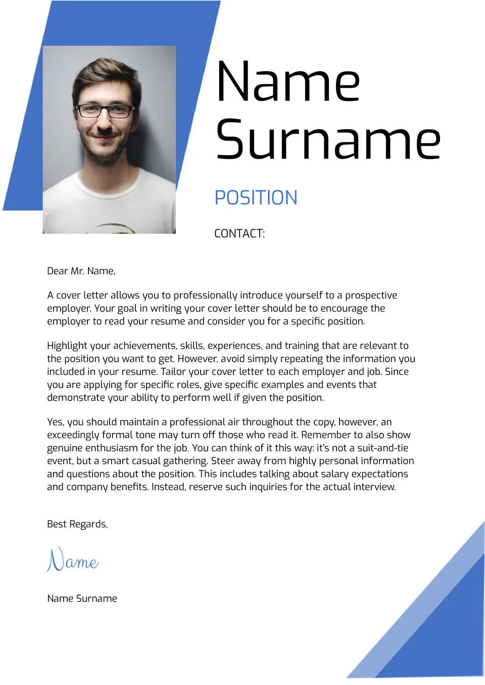 Job Cover Letter Template