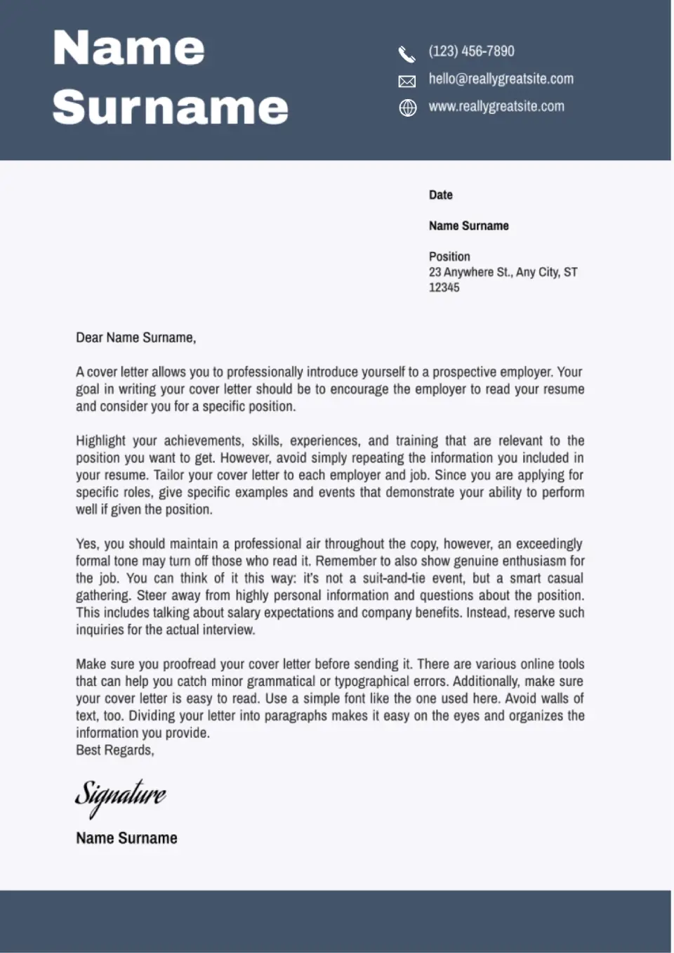 Professional Cover Letter Template