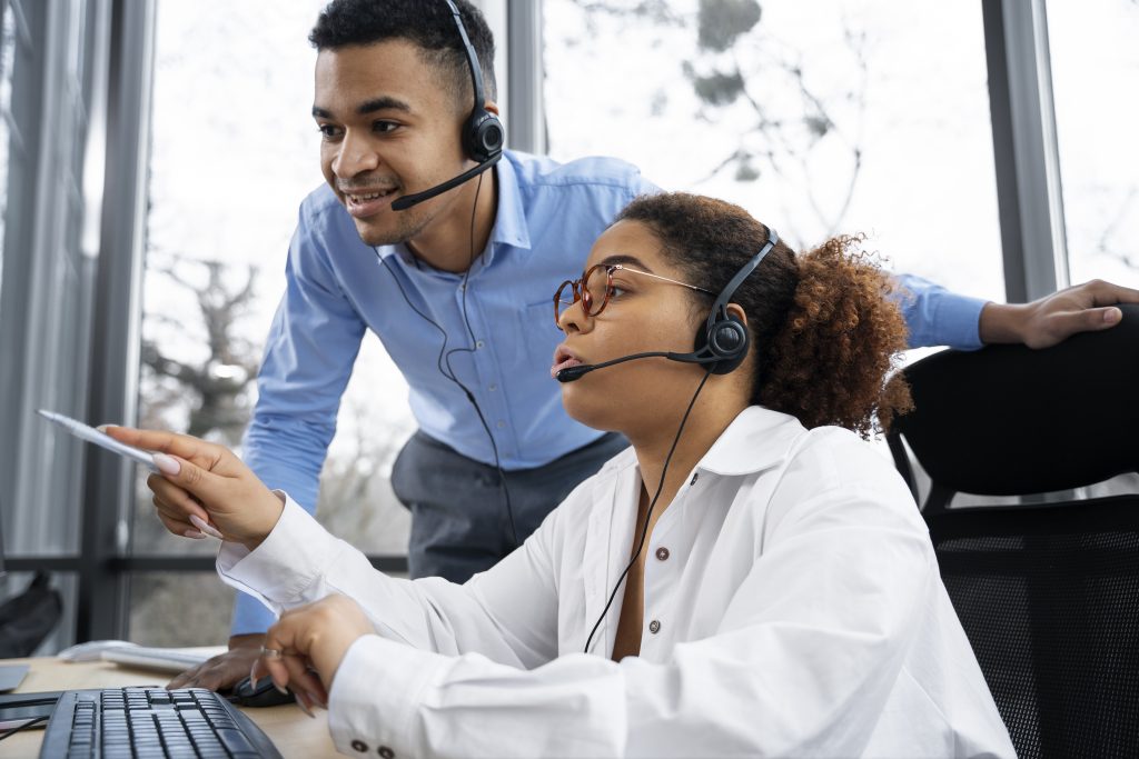 people working call center