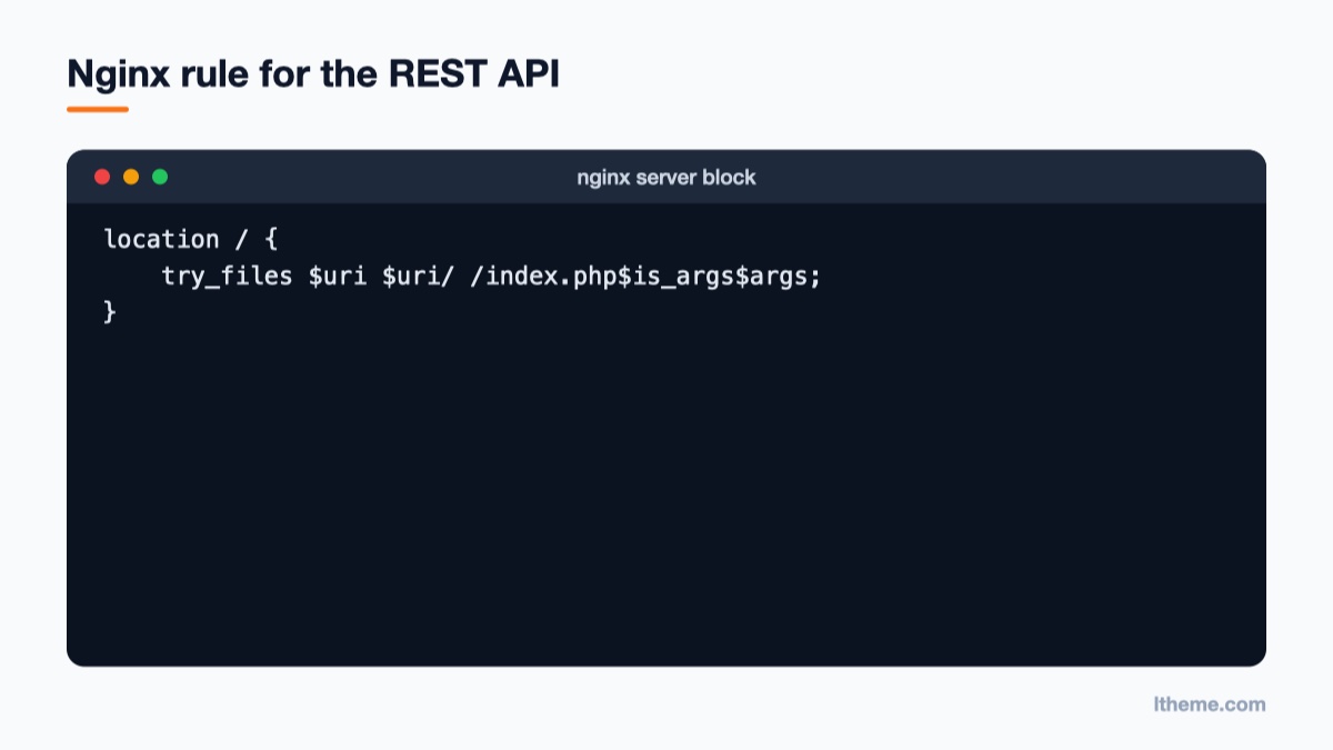 Nginx try_files configuration that routes WordPress REST API requests