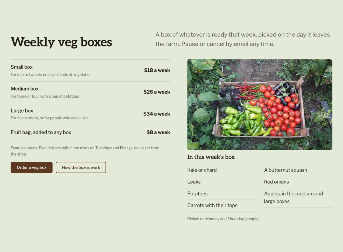 LT Agriculture design: boxes section
