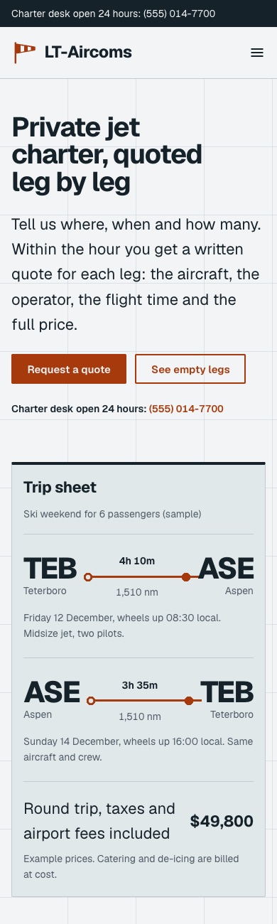 LT Aircoms design on a phone