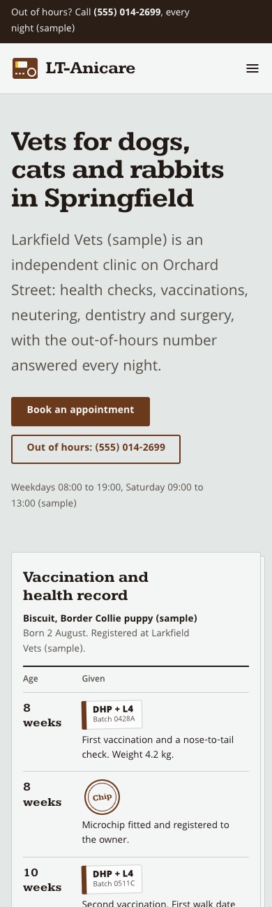 LT Anicare design on a phone