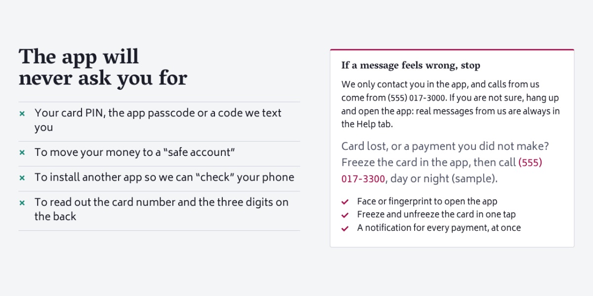 LT AppBank design: security section