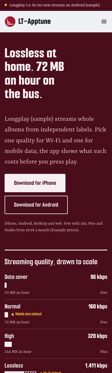 LT Apptune design on a phone