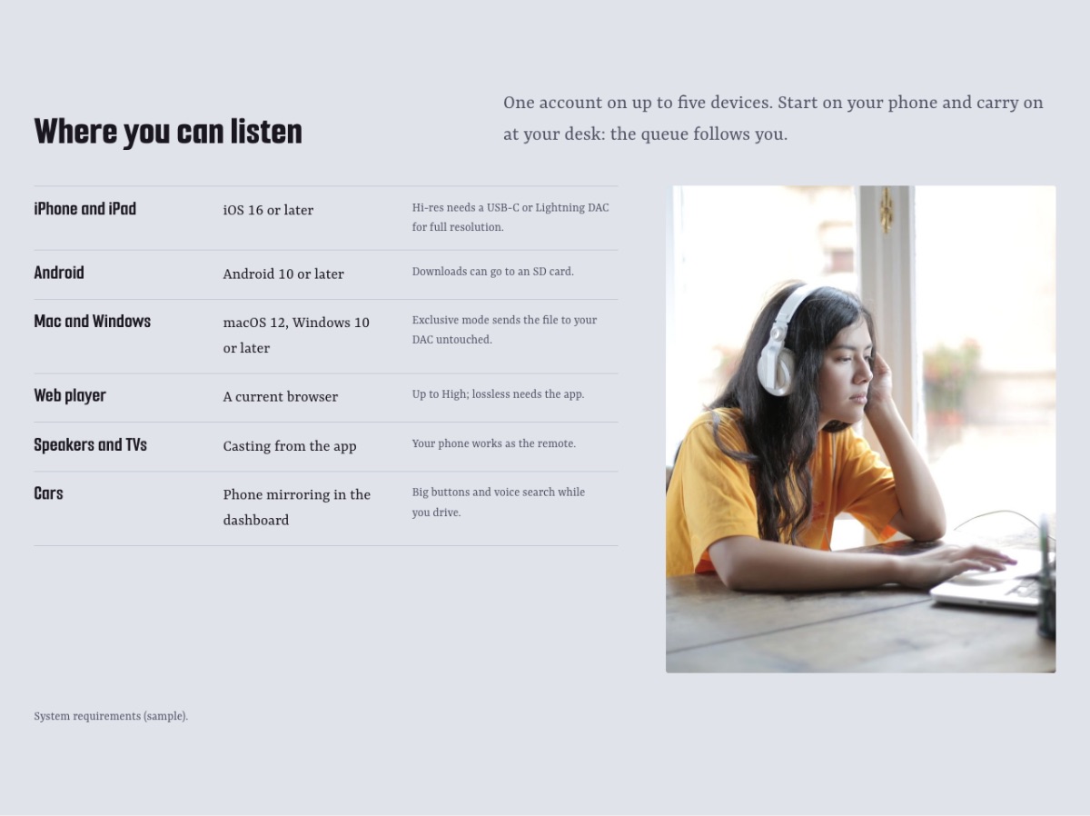 LT Apptune design: devices section