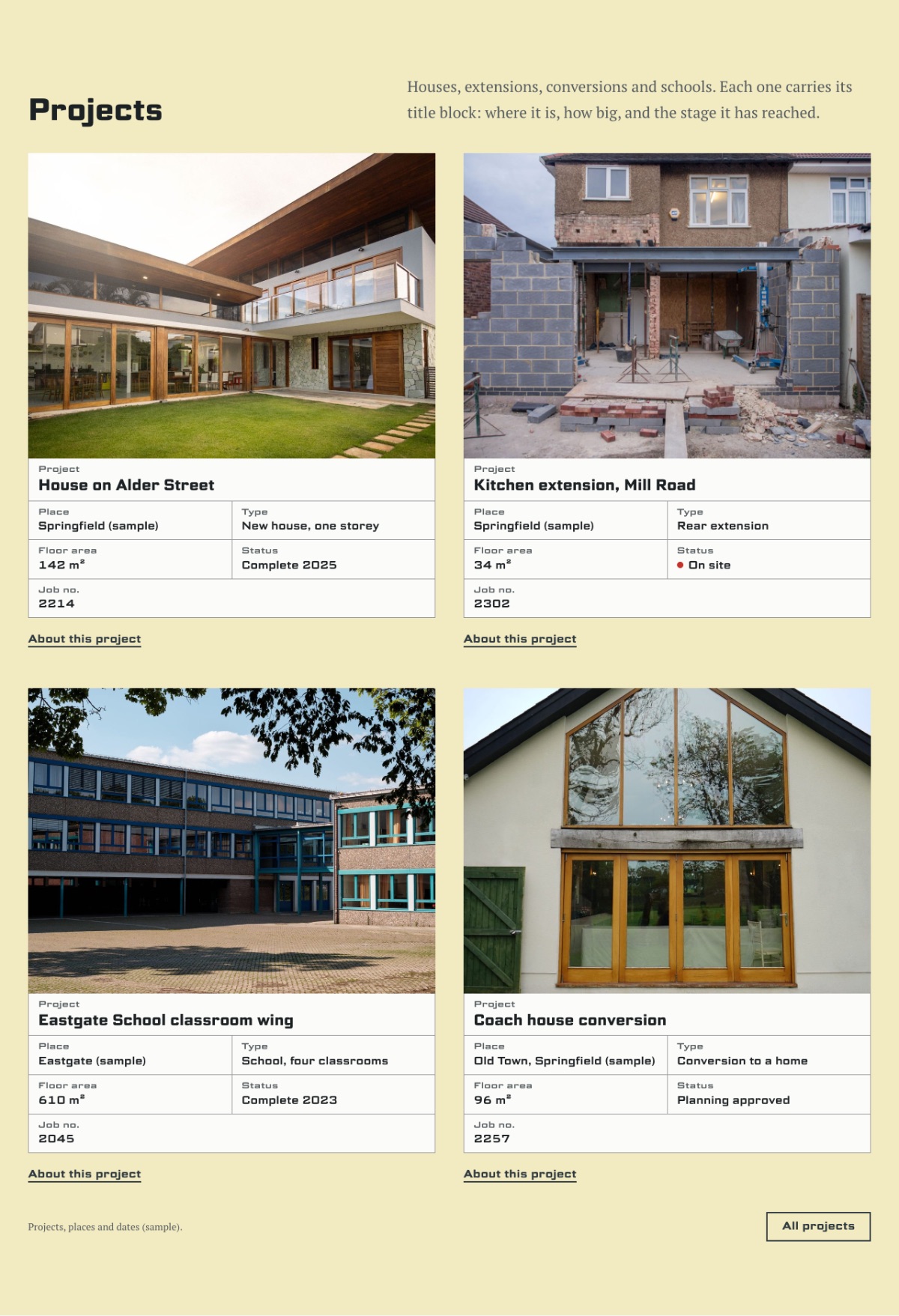 LT Arch design: projects section