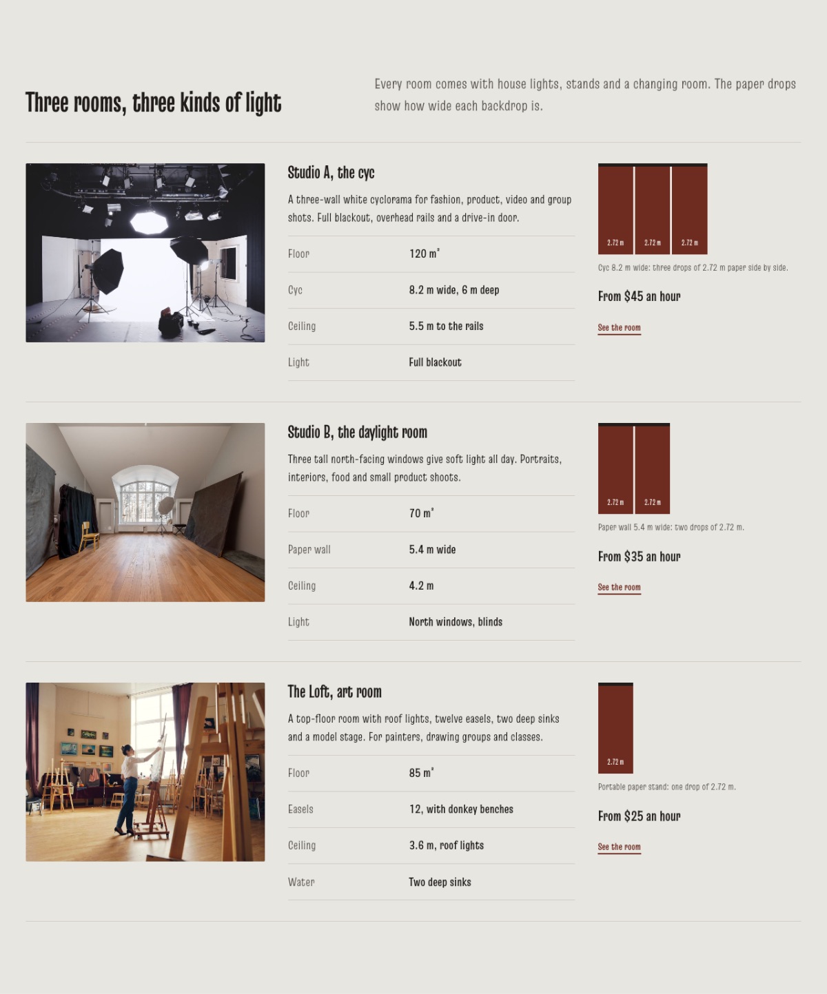 LT Art Studio design: studios section