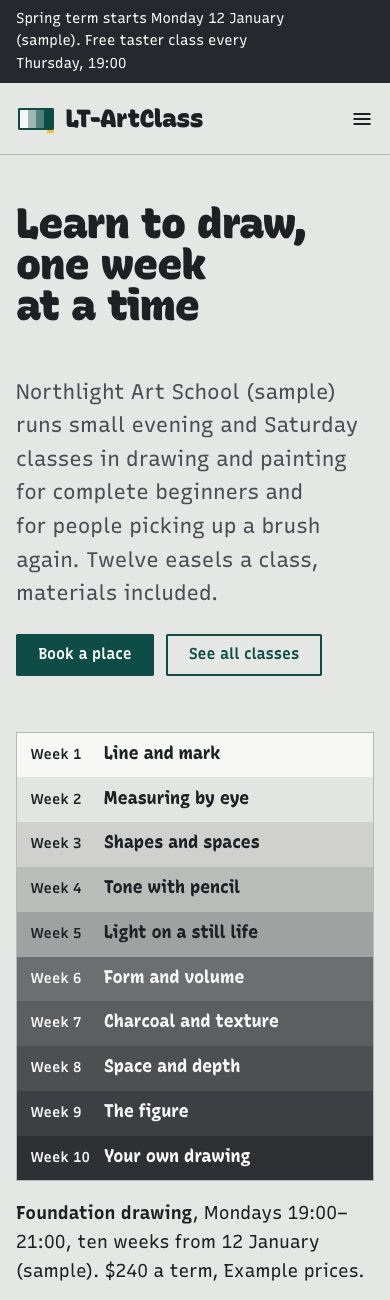 LT ArtClass design on a phone