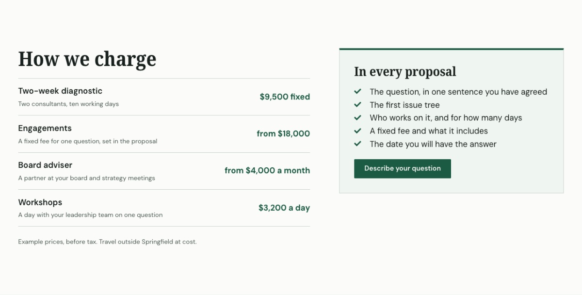 LT Avante design: fees section