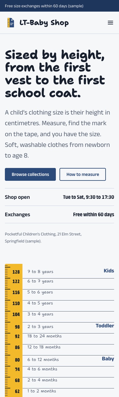 LT Baby Shop design on a phone