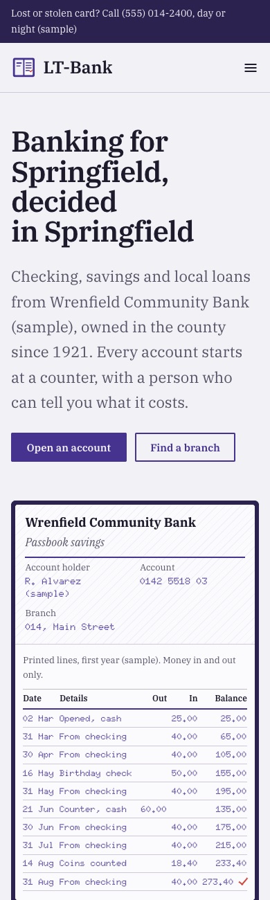 LT Bank design on a phone