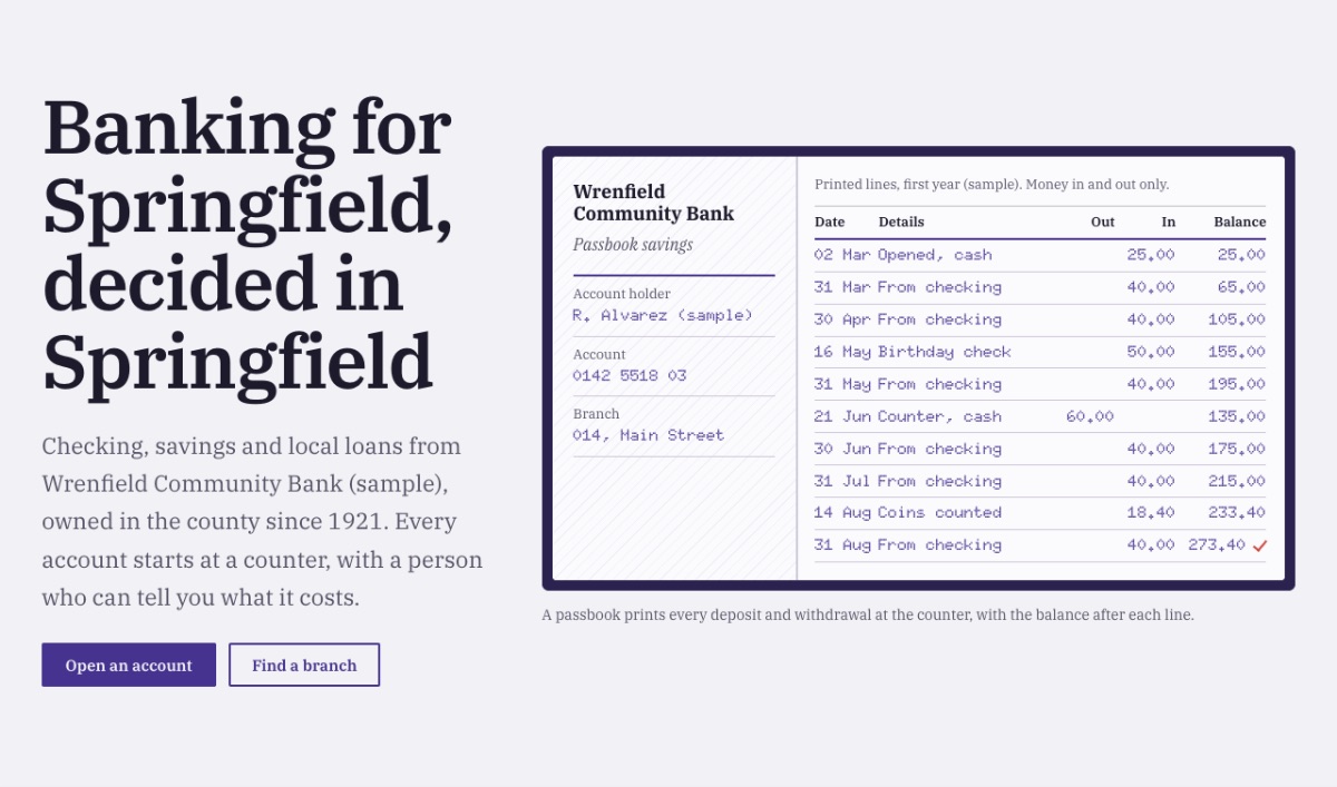 LT Bank design: passbook section
