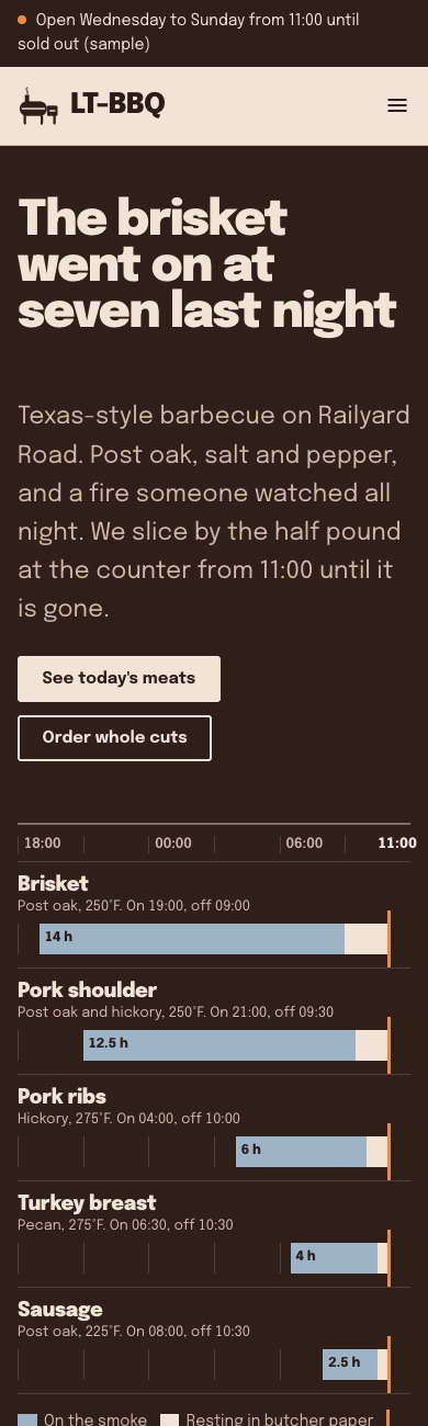LT BBQ design on a phone