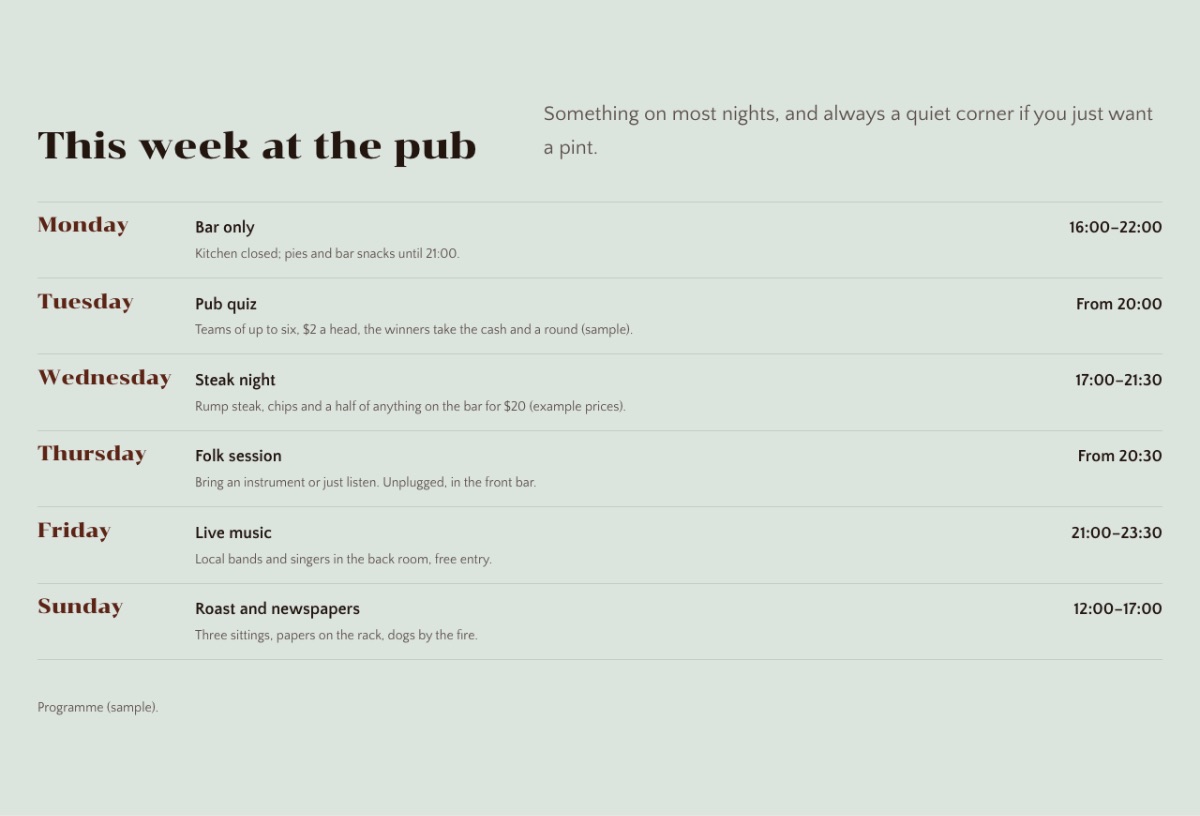 LT Beepub design: events section