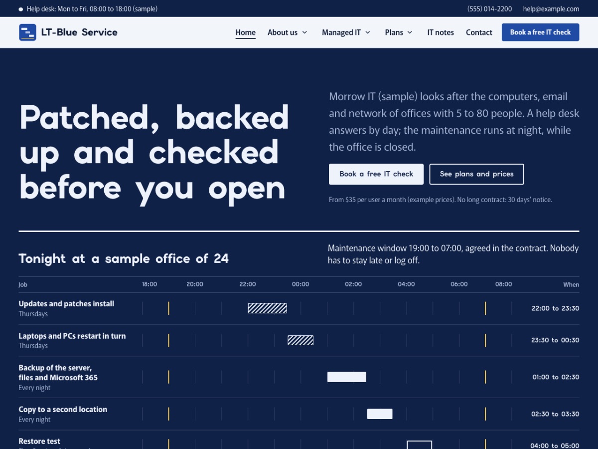 LT Blue Service home page