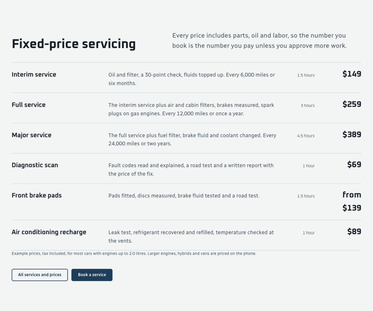 LT Careser design: services section