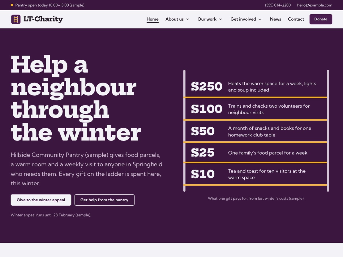 LT Charity home page