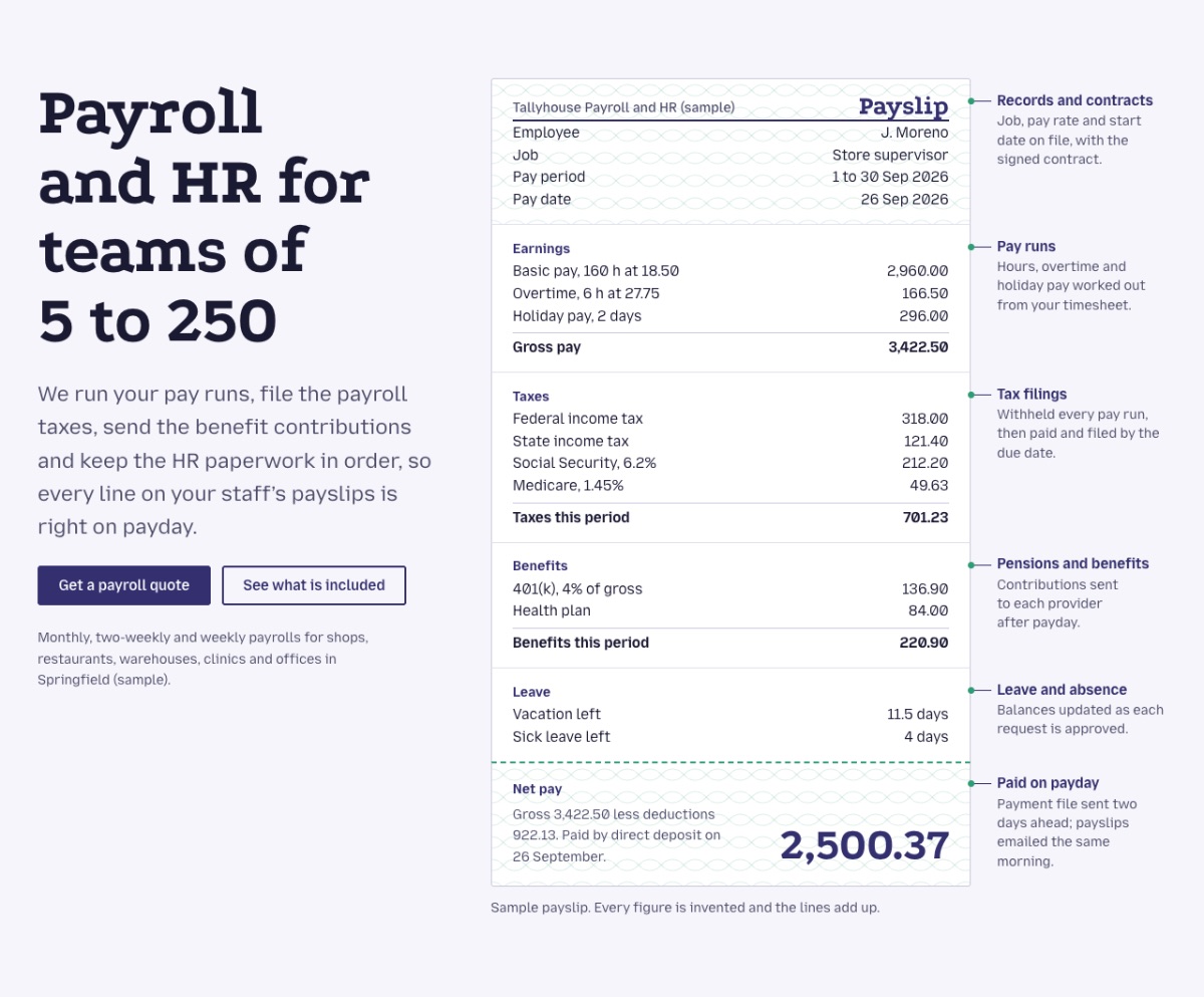 LT Company design: payslip section