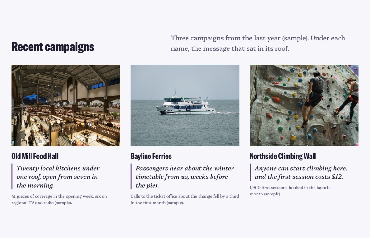 LT Comuser design: campaigns section